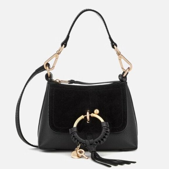 NWT ✅ See by Chloe JOAN (Small) Leather & Suede Bag BLACK ✨ NWT, COA, DUST BAG - Picture 1 of 17
